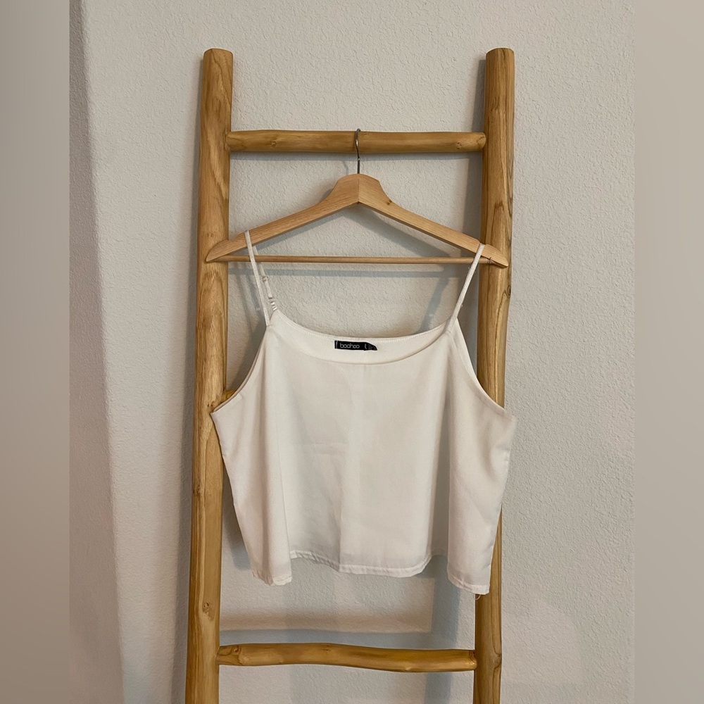 Cropped White Cami - Boohoo